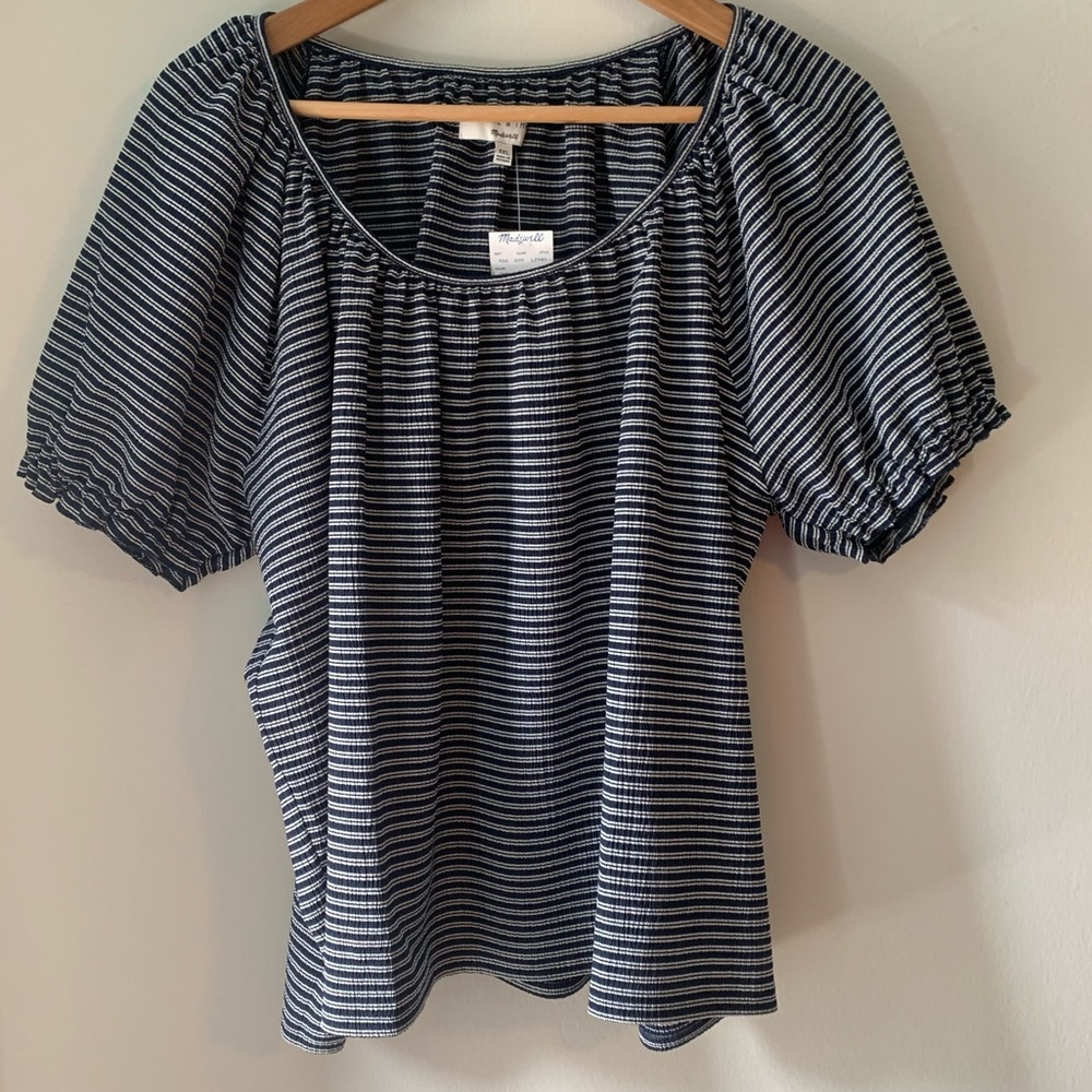 Madewell puff sleeve striped peasant top XXL